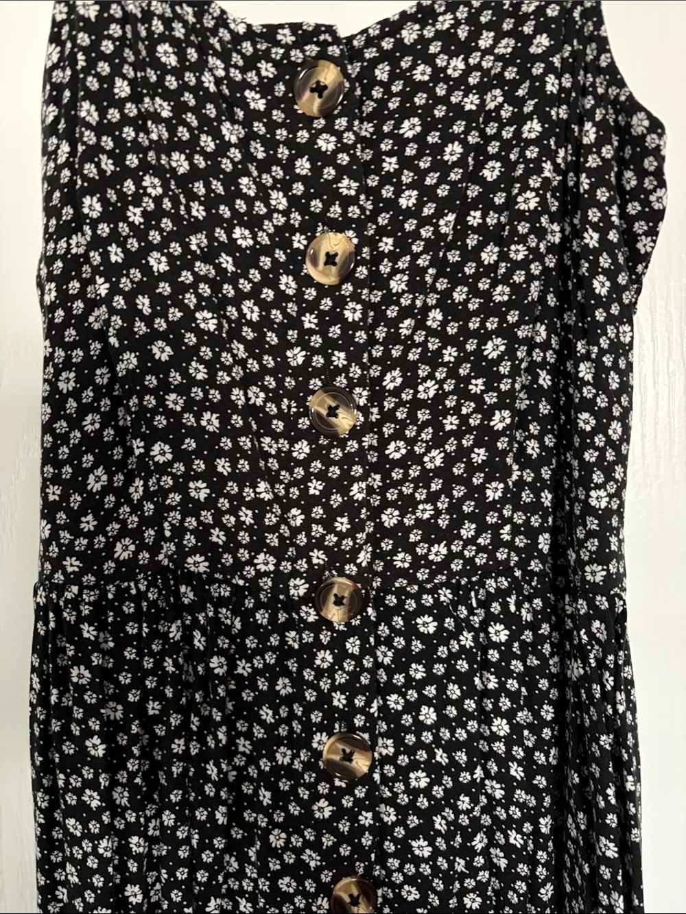 Japna Black Floral Midi Dress with Button Front - Picture 3 of 4